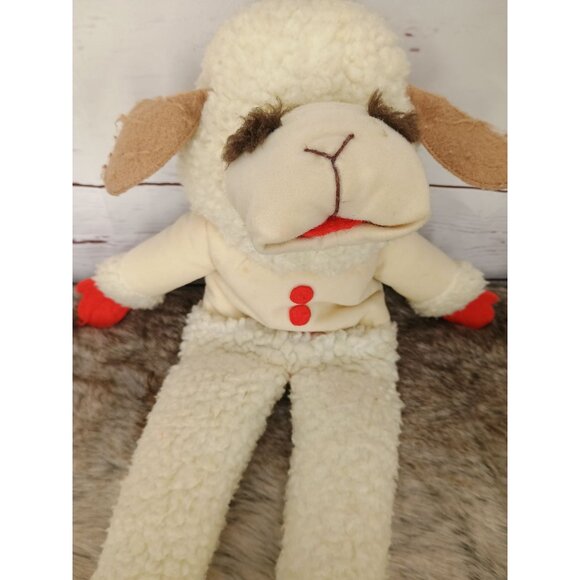 Vintage Lamb Chop Plush‎ Toy 1993 Shari Lewis Puppet With Red Mittens & Buttons - Picture 5 of 7